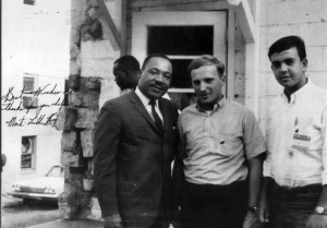 Peter Geffen and fellow civil rights worker Mickey Shur with Martin Luther King, Jr.