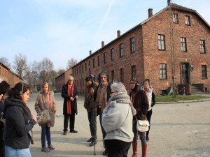 Mohammed Dajani with the group of Palestinian students at Auschwitz in March 2014.
