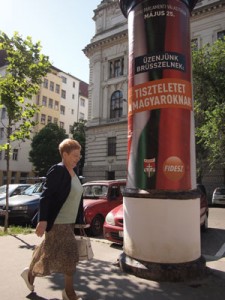 Fidesz party campaign poster on kiosk