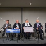 A photograph of panelists at the Moment/Newseum discussion