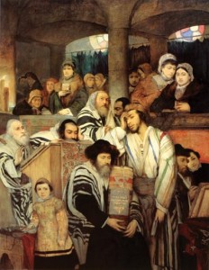 Jews Praying in the Synagogue on Yom Kippur 1878