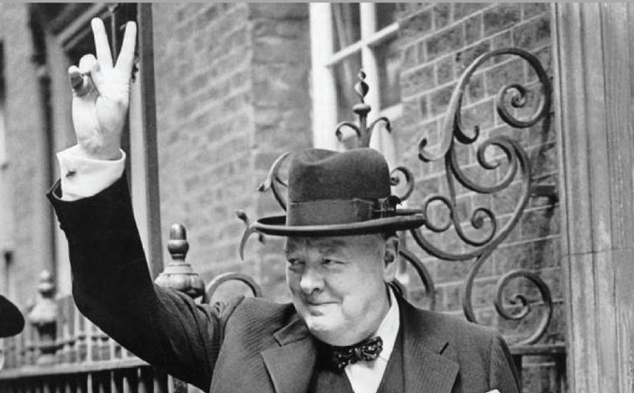 Winston Churchill Waving