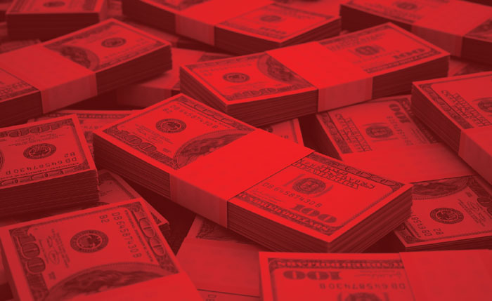 Red pile of money