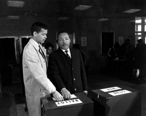 Julian Bond and Martin Luther King Jr Cast Their Ballots for Georgia House of Representatives