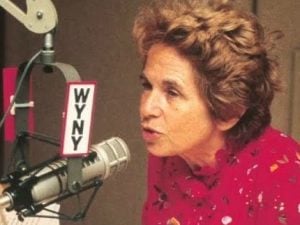 Dr. Ruth Westheimer recording her show on WYNY.
