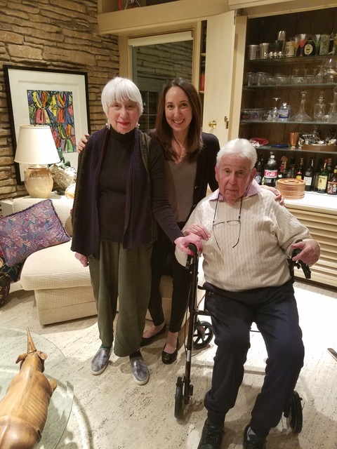 Nina with her parents, Kathy and Ron, at their home in Highland Park, Illinois, 2019.