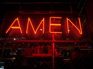 Neon Amen sign