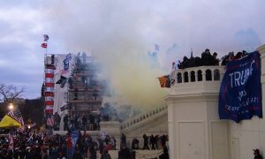 Tear gas outside the United States Capitol on 6 January 2021