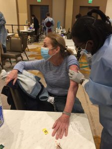 Marlene Kohn receives the first dose of the COVID vaccine on January 5, 2021.