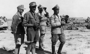 Field Marshal Erwin Rommell with staff in North Africa in 1942.