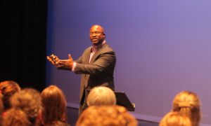 jamaal bowman talks to an audience