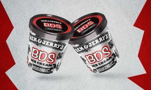 Ben & Jerry's pints with BDS logo