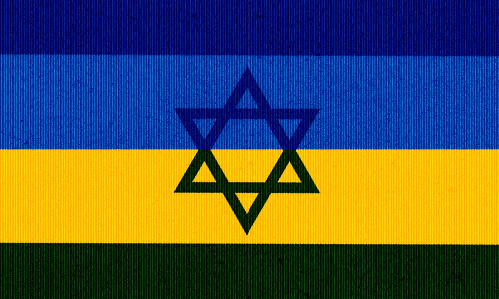 The Ukrainian and Israeli flag overlayed