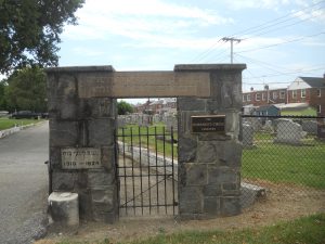 A gate at The Workman's Circle Cemetery, outside of Baltimore, MD.