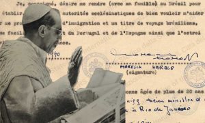 Pope Pius XII is set in front of a letter sent to the Vatican from a Jew