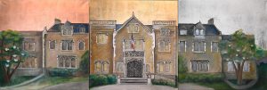 Triptych painting of French ambassador's residence