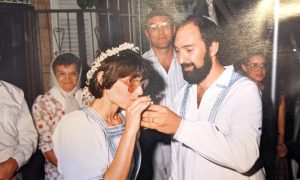 Betsy and Stuart dance at their Jerusalem weding in 1987.