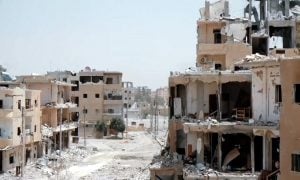 destroyed neighborhood in Raqqa