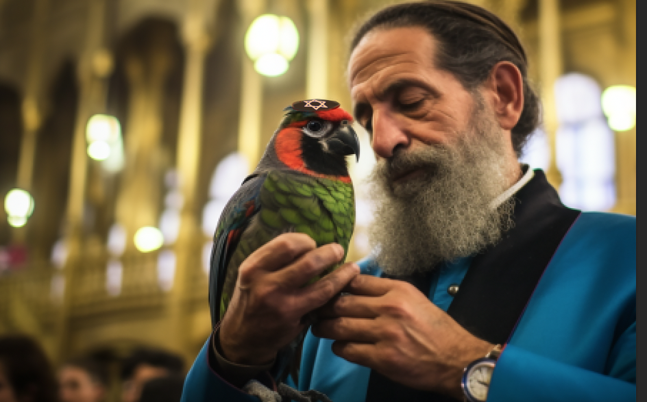 Man holding parrot