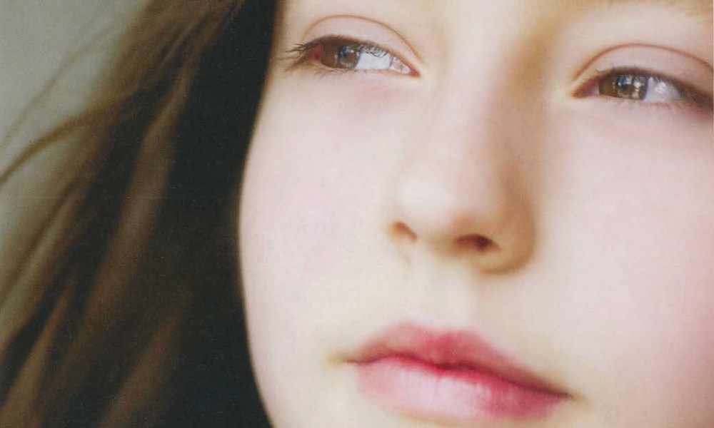 A close up of a young girl's face