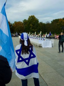 Woman in Israeli flag