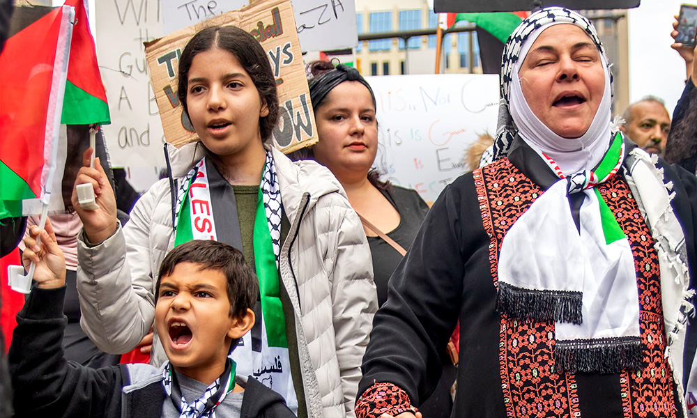 An Arab family attends a Free Palestine rally in Columbus, OH. Photo credit: Paul Becker. Creative Commons Attribution 2.0