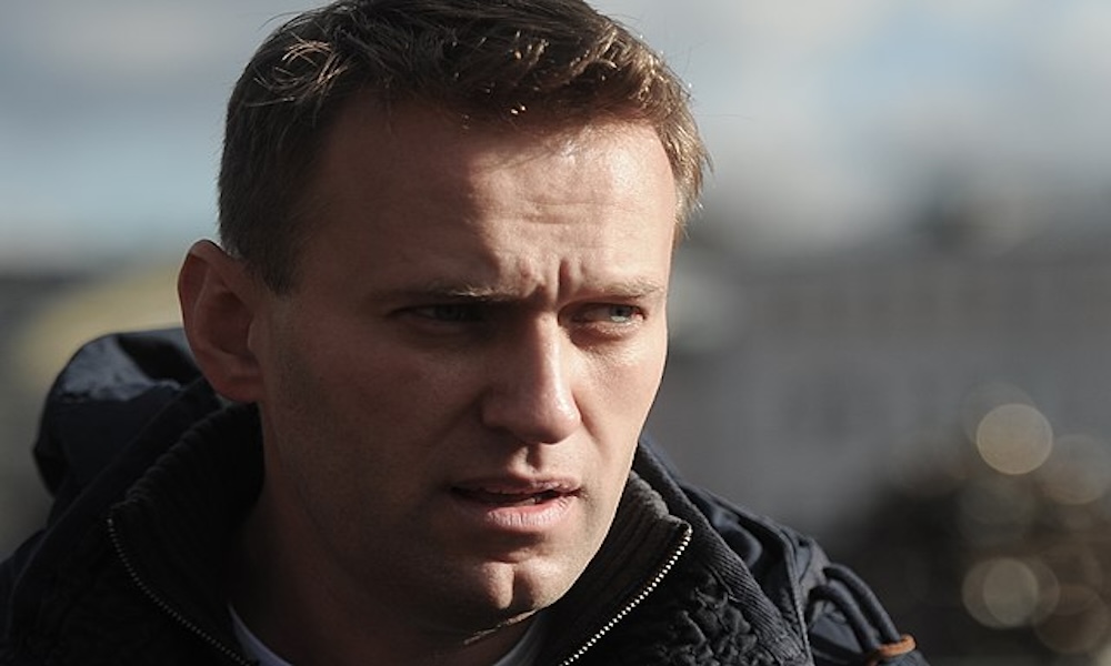 Alexei Navalny with a serious facial expression