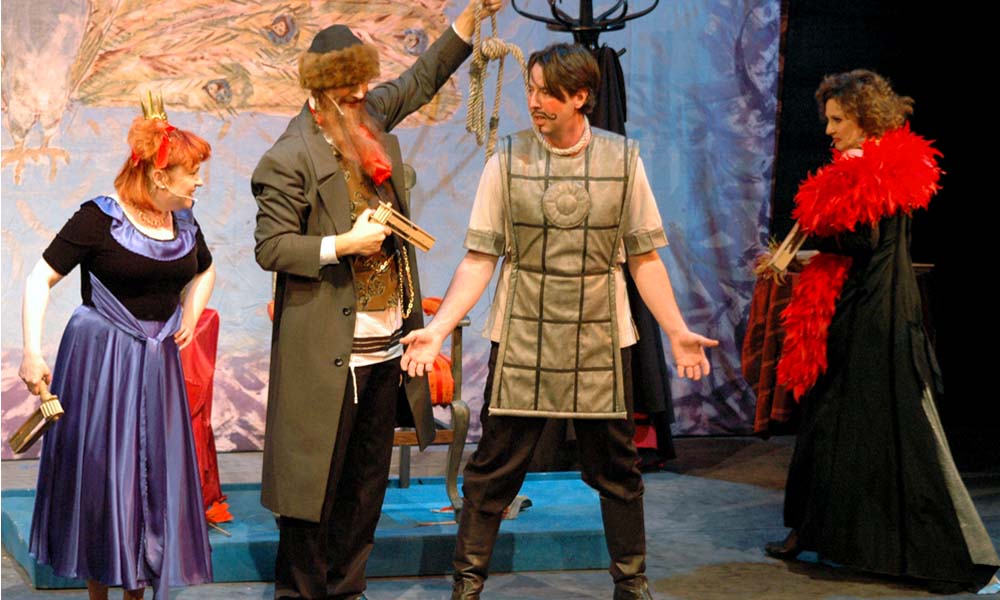 People performing a Purim spiel.