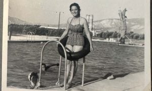 Shifra Kaddish at the Kibbutz Ashdod Yaakov swimming pool. Photo courtesy of Mattan Berner-Kaddish. 