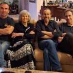 Eileen Greene with her three sons (left to right), Larry (62), Richard (70), Ed (65), February, 2024.