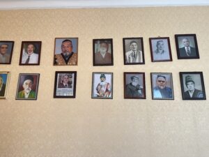 Portraits of decades of leaders and rabbis of Dushanbe synagogue decorate the synagogue.
