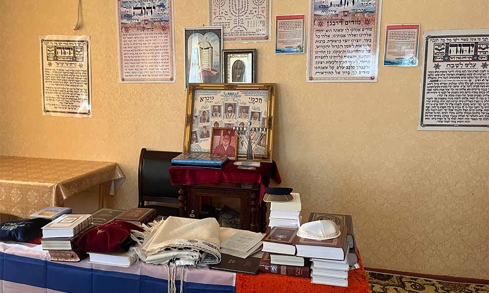 The main worship space of the new synagogue in Tajikistan.