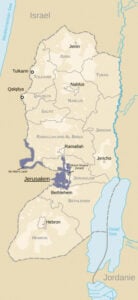 Map of the West Bank with its different zones