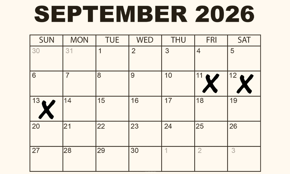 calendar page marking Rosh Hashana